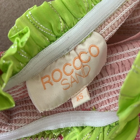 Rococo Sand Leia Bodysuit - Stretchy Smocked- green/pink - XS - Picture 4 of 11